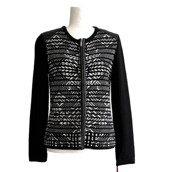 Ruby Rd. Monochrome Geometric Knit Cardigan - Picture 9 of 9